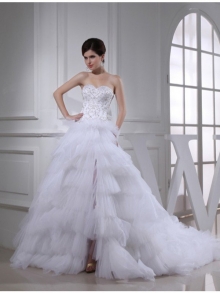 A-Line/Princess Beading Sweetheart Sleeveless Satin Wedding Dresses