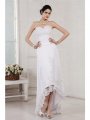 Sheath/Column Sweetheart Sleeveless Beading Applique High Low Organza Wedding Dresses