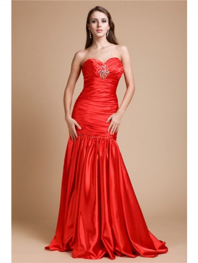 Trumpet/Mermaid Strapless Beading Long Elastic Woven Satin Dresses [N13ZYDRESS3]