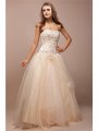 Ball Gown Strapless Sleeveless Lace Long Beading Net Satin Dresses