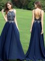 A-Line/Princess Sleeveless Halter Chiffon Beading Floor-Length Dresses