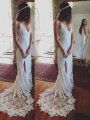 Sheath/Column Straps Sleeveless Lace Court Train Wedding Dresses