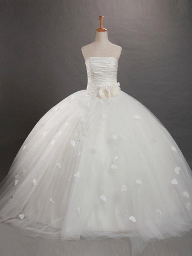 Ball Gown Strapless Ruffles Sleeveless Long Organza Flower Girl Dresses