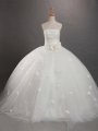 Ball Gown Strapless Ruffles Sleeveless Long Organza Flower Girl Dresses