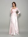 A-Line/Princess V-neck Ruched Long Sleeves Long Silk like Satin Mother of the Bride Dresses