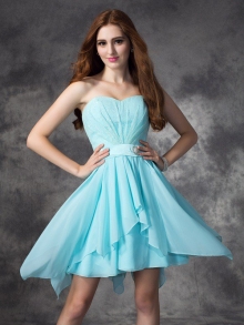 A-line/Princess Sweetheart Ruffles Sleeveless Short Chiffon Bridesmaid Dresses