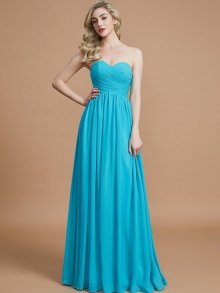 Empire Sweetheart Sleeveless Ruched Floor-Length Chiffon Bridesmaid Dresses