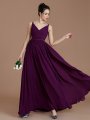 A-Line/Princess V-neck Sleeveless Ruched Floor-Length Chiffon Bridesmaid Dresses