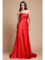 A-Line/Princess One Shoulder Beading Sleeveless Long Elastic Woven Satin Dresses