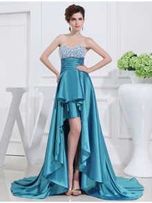 A-Line/Princess Beading Sweetheart High Low Sleeveless Taffeta Dresses