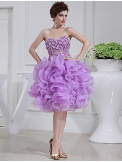 A-Line/Princess Beading Sweetheart Sleeveless Short Organza Cocktail Dresses