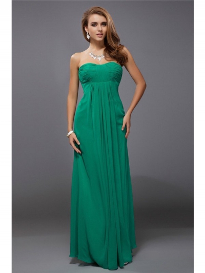 Sheath/Column Strapless Sleeveless Ruffles Long Chiffon Bridesmaid Dresses [N13ZYDRESS65]
