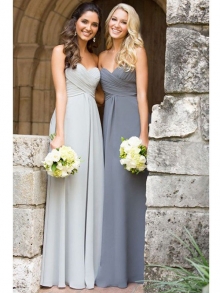 A-Line/Princess Sleeveless Sweetheart Floor-Length Ruched Chiffon Bridesmaid Dresses