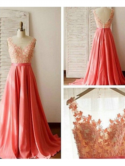 A-Line/Princess Sleeveless Sweetheart Floor-Length Lace Chiffon Bridesmaid Dresses [PO16033PO571]