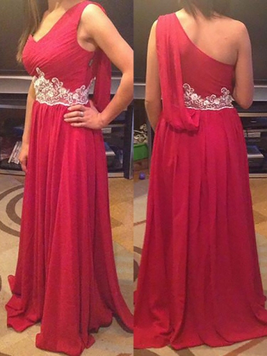 A-Line/Princess One-Shoulder Sleeveless Floor-Length Chiffon Bridesmaid Dresses