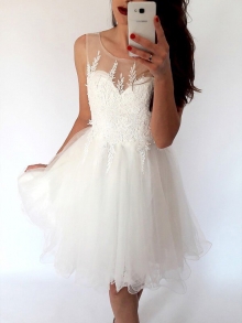 A-Line/Princess Scoop Sleeveless Tulle Short/Mini Dresses