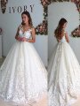 A-Line/Princess V-neck Court Train Tulle Sleeveless Wedding Dresses