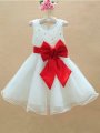 A-line/Princess Scoop Sleeveless Long Bowknot Organza Flower Girl Dresses