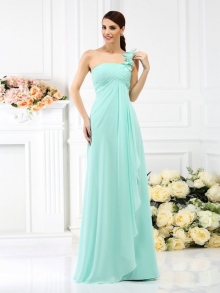 A-Line/Princess One-Shoulder Pleats Sleeveless Long Chiffon Bridesmaid Dresses