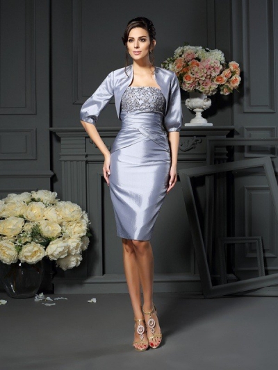 Sheath/Column Sweetheart Sleeveless Short Taffeta Mother of the Bride Dresses [50942]