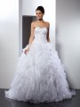 Ball Gown Sweetheart Ruffles Sleeveless Long Satin Wedding Dresses