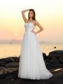 A-Line/Princess Sweetheart Sleeveless Long Net Beach Wedding Dresses