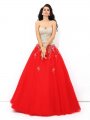 Ball Gown Sweetheart Beading Sleeveless Long Satin Quinceanera Dresses