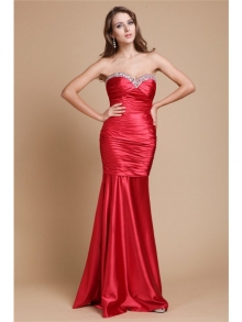 Trumpet/Mermaid Sweetheart Long Sleeveless Elastic Woven Satin Beading Dresses