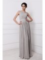 Sheath/Column One-Shoulder Sleeveless Beading Pleats Long Chiffon Dresses