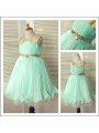 A-Line/Princess Scoop Sleeveless Sequin Long Chiffon Flower Girl Dresses