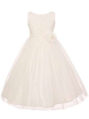 A-line/Princess Scoop Sleeveless Tulle Sash/Ribbon/Belt Floor-Length Flower Girl Dresses