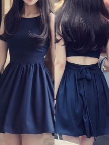 A-Line/Princess Scoop Sleeveless Short/Mini Chiffon Dresses