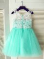 A-line/Princess Scoop Sleeveless Lace Long Tulle Dresses