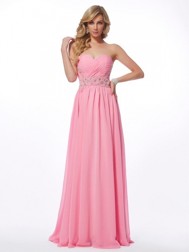 A-Line/Princess Sweetheart Sleeveless Applique Long Chiffon Dresses