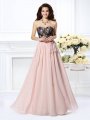 A-Line/Princess Sweetheart Lace Sleeveless Long Chiffon Dresses