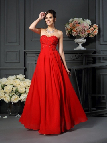 A-Line/Princess Sweetheart Beading Sleeveless Long Chiffon Mother of the Bride Dresses