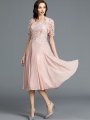 A-Line/Princess Sleeveless Scoop Tea-Length Chiffon Mother of the Bride Dresses