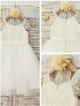 A-line/Princess Scoop Sleeveless Lace Floor-Length Tulle Flower Girl Dresses