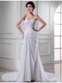 Trumpet/Mermaid Beading Sweetheart Sleeveless Chiffon Long Wedding Dresses