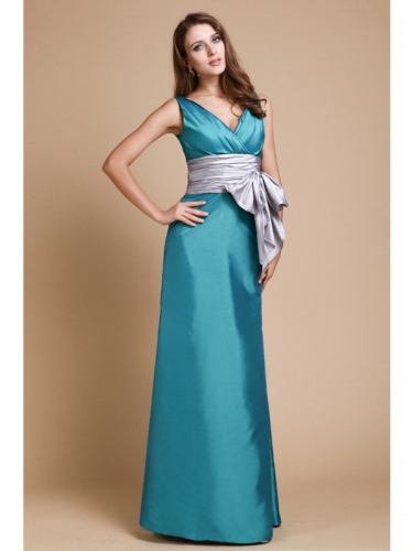 Sheath/Column V-Neck Sleeveless Sash/Ribbon/Belt Taffeta Bridesmaid Dresses