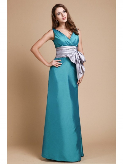 Sheath/Column V-Neck Sleeveless Sash/Ribbon/Belt Taffeta Bridesmaid Dresses [N13ZDRESS217]