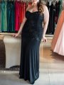 Sheath/Column Sweetheart Sleeveless Applique Floor-Length Chiffon Plus Size Dresses