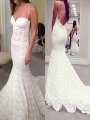 Trumpet/Mermaid Spaghetti Straps Court Train Lace Sleeveless Wedding Dresses