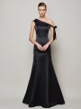 Trumpet/Mermaid One-Shoulder Sleeveless Bowknot Long Satin Dresses