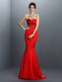 Trumpet/Mermaid Sweetheart Beading Sleeveless Long Satin Dresses