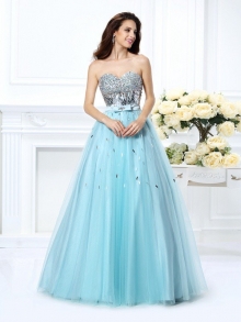 Ball Gown Sweetheart Beading Sleeveless Paillette Long Satin Quinceanera Dresses