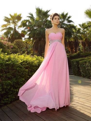 A-Line/Princess Sweetheart Applique Sleeveless Long Chiffon Dresses