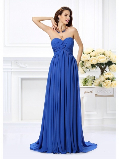 A-Line/Princess Sweetheart Ruched Sleeveless Long Chiffon Dresses [50476]