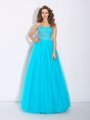 A-Line/Princess Sweetheart Rhinestone Sleeveless Long Satin Dresses