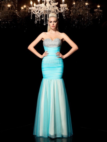 Sheath/Column Sweetheart Sequin Sleeveless Long Net Dresses